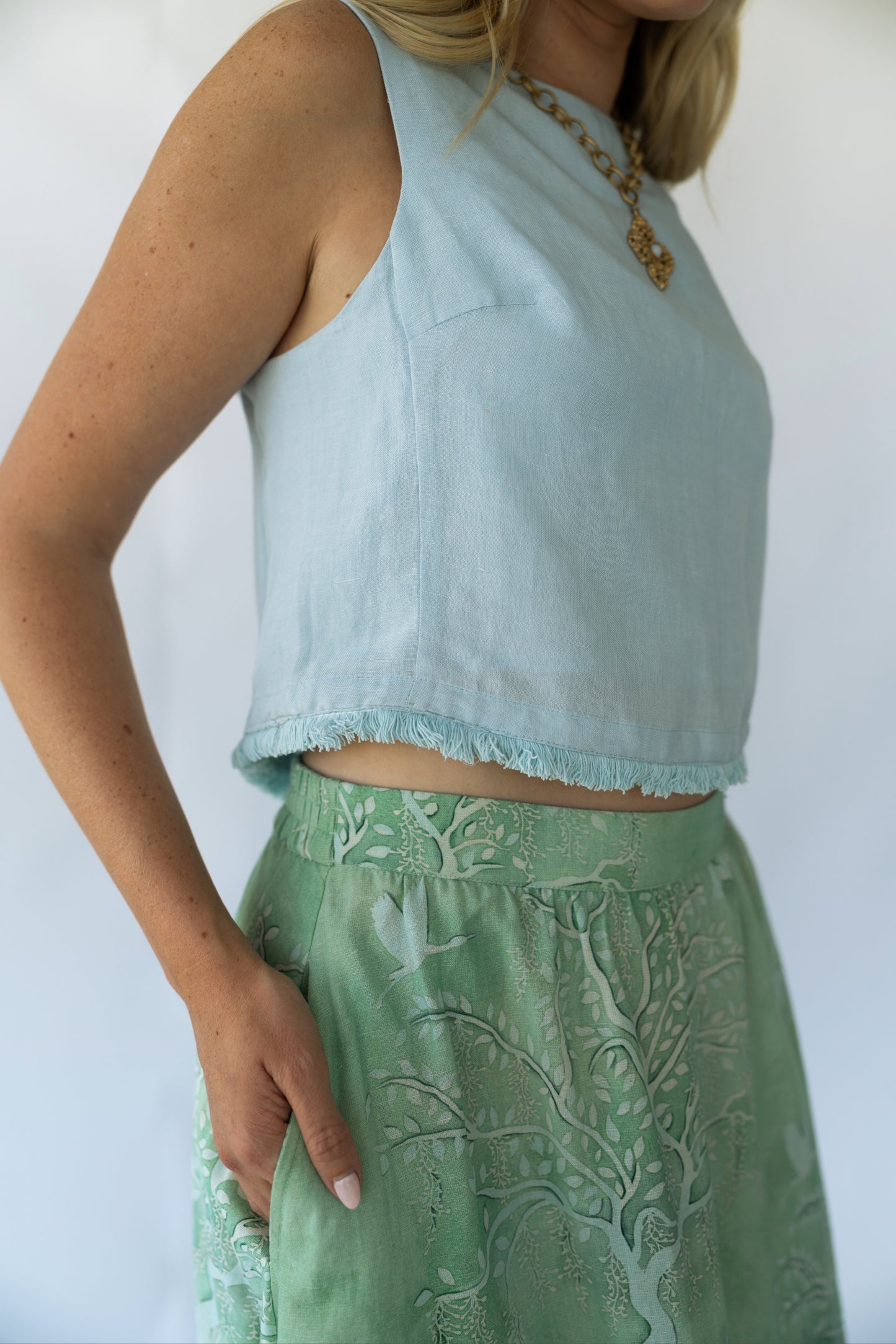 Florence Maxi Skirt - Green Lowcountry Watercolor