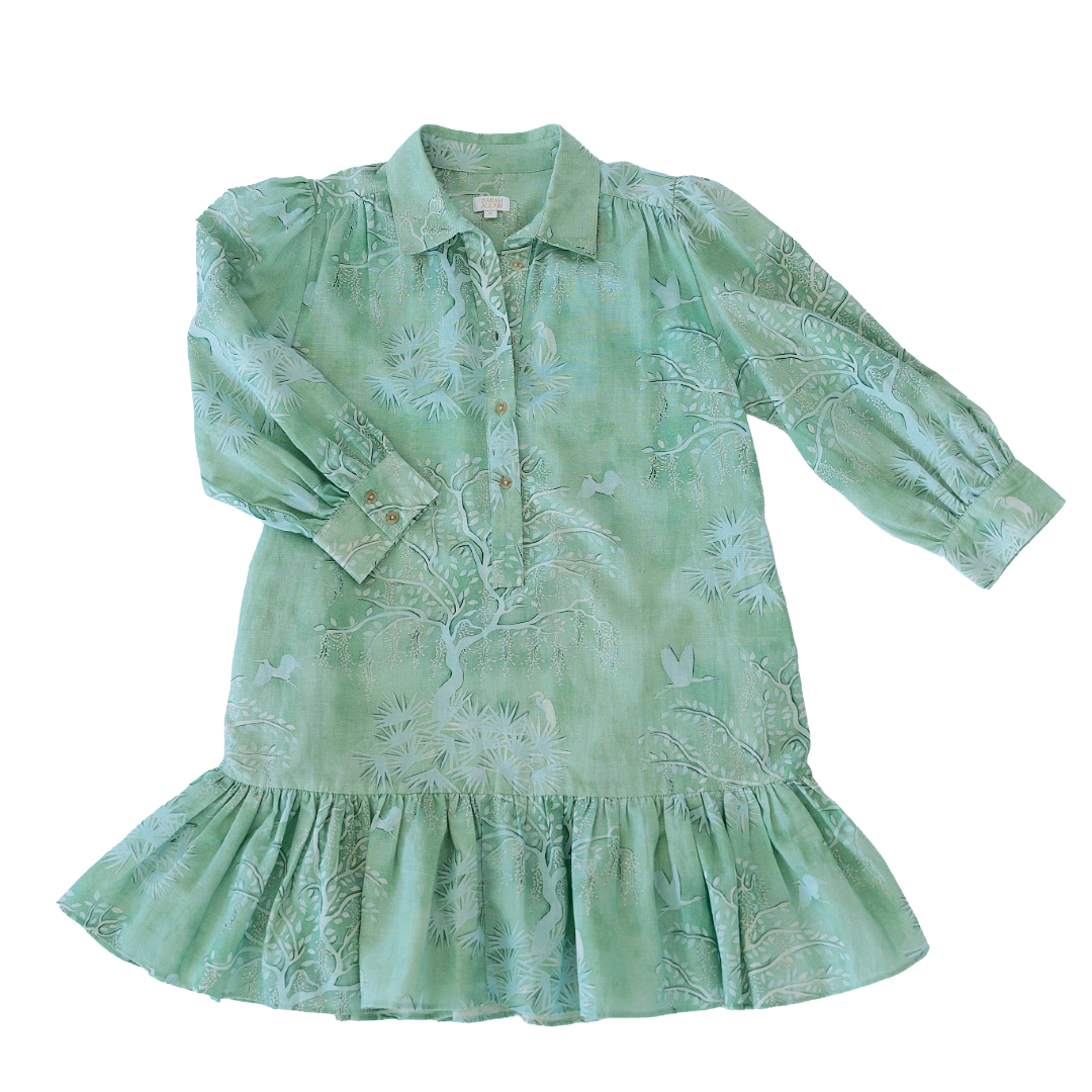 Whalen Shirt Dress - Green Lowcountry Watercolor