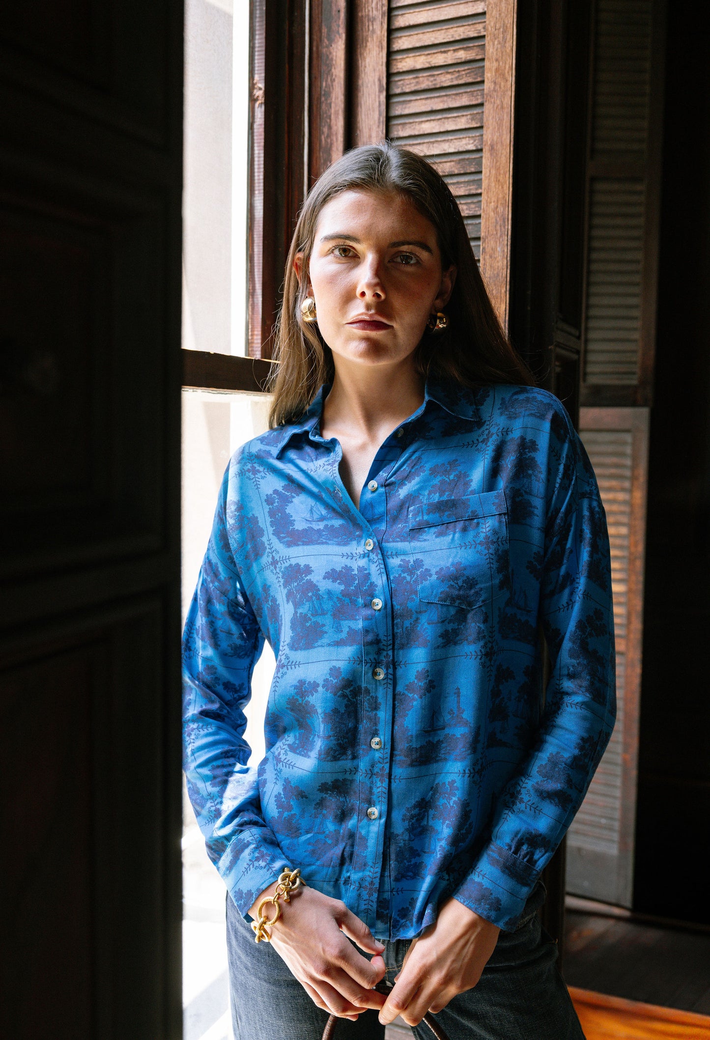 Maeve Buttondown Shirt - Dark Blue Sailor's Tile