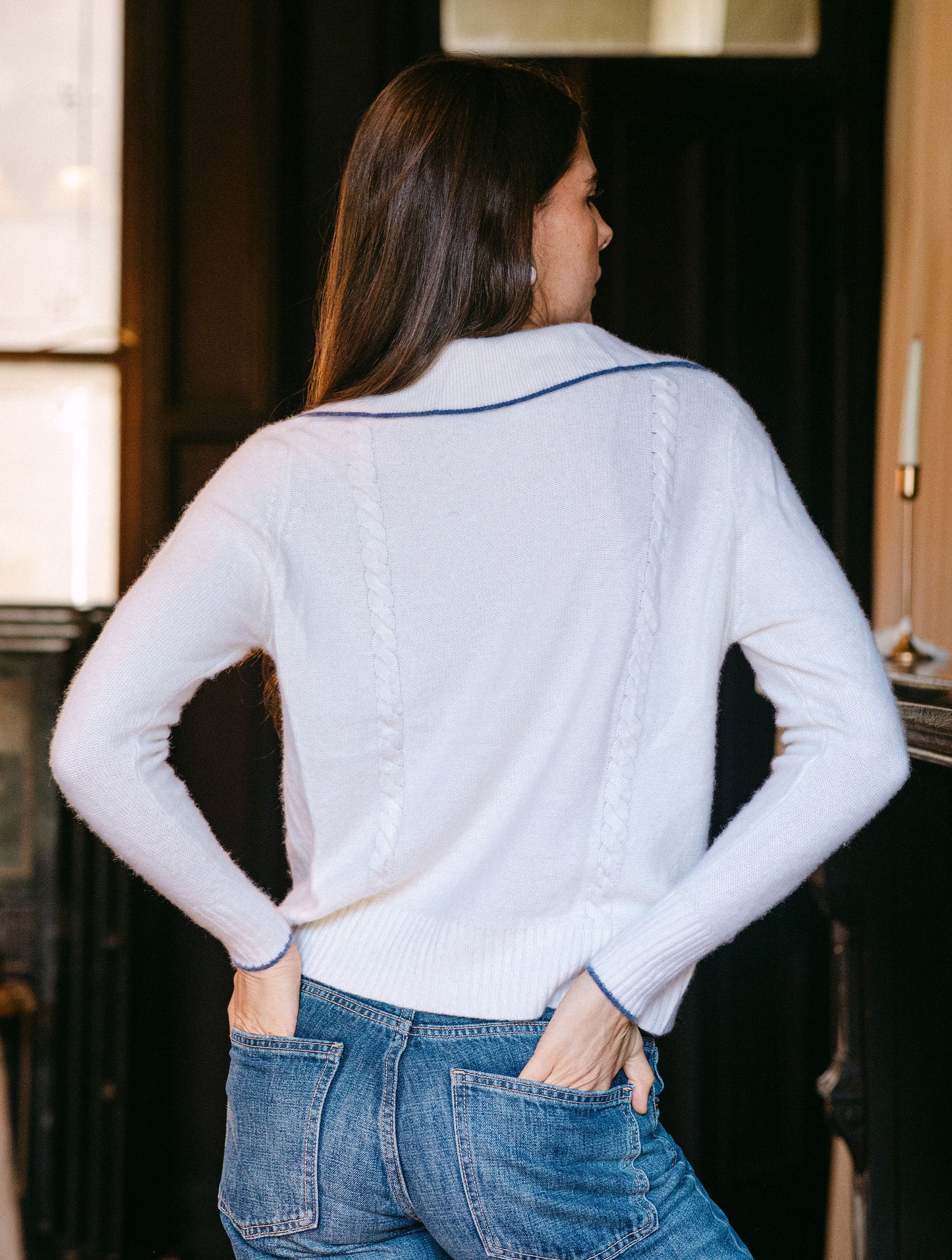 Meagan Cashmere Polo - White