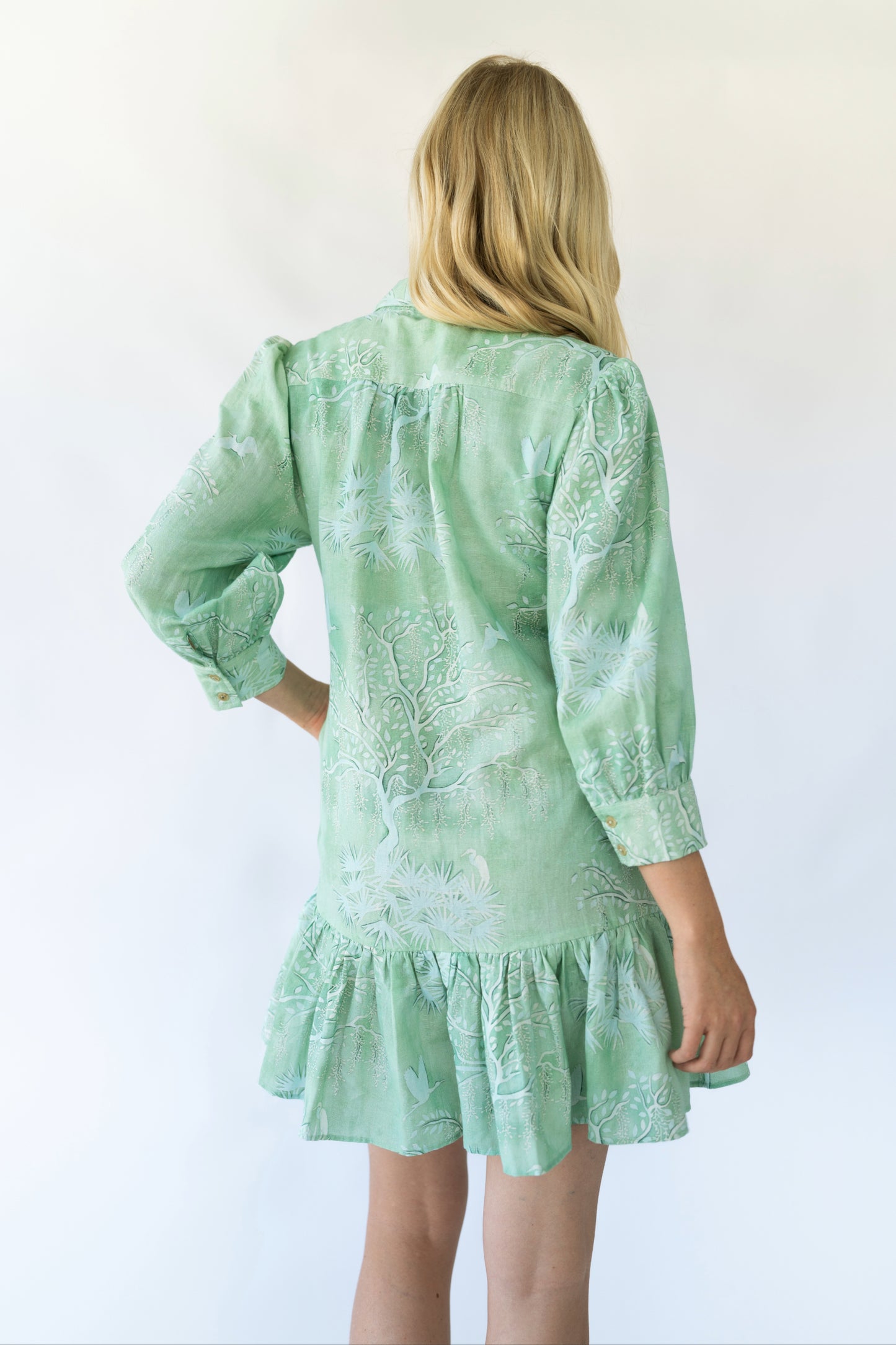 Whalen Shirt Dress - Green Lowcountry Watercolor
