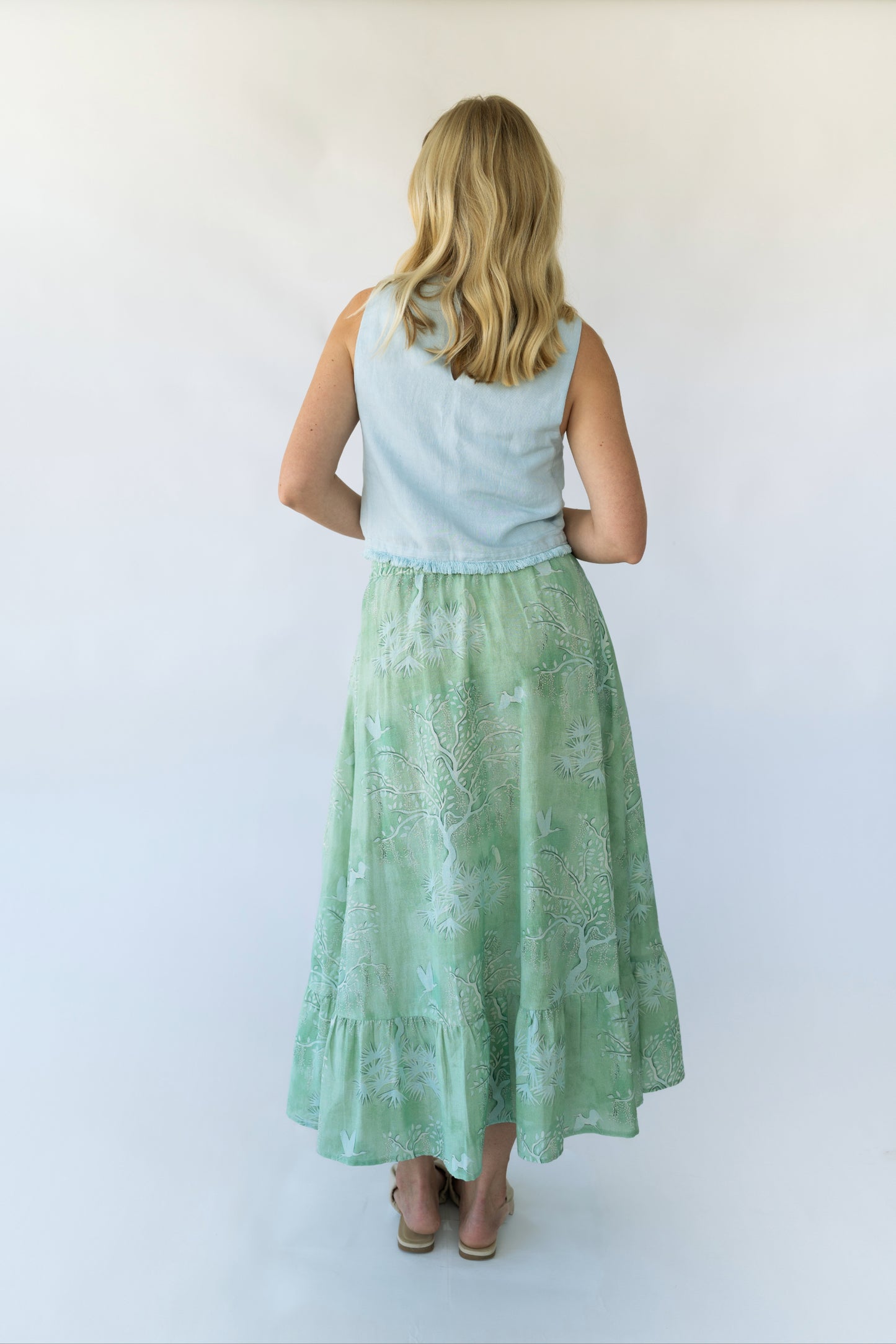 Florence Maxi Skirt - Green Lowcountry Watercolor