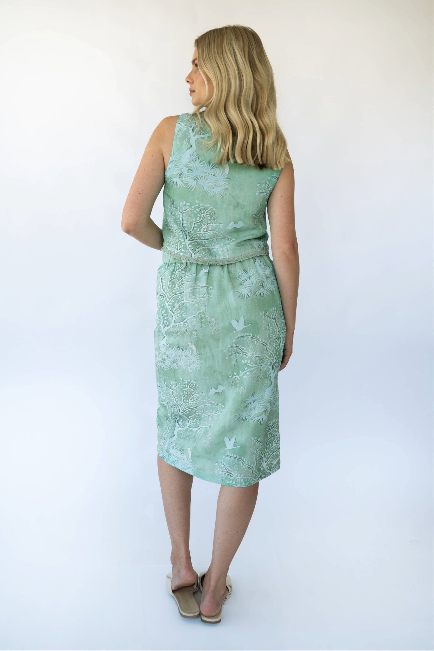 Michelle Skirt - Green Lowcountry Watercolor