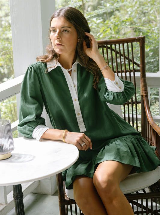 Whalen Shirt Dress - Emerald