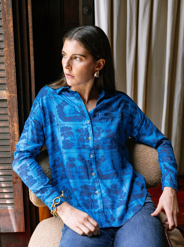 Maeve Buttondown Shirt - Dark Blue Sailor's Tile