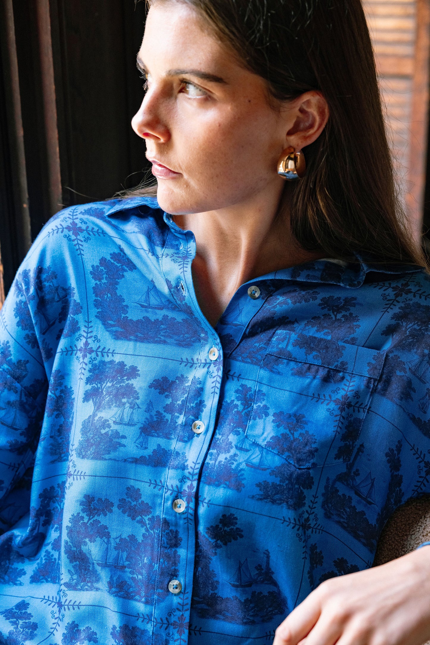 Maeve Buttondown Shirt - Dark Blue Sailor's Tile