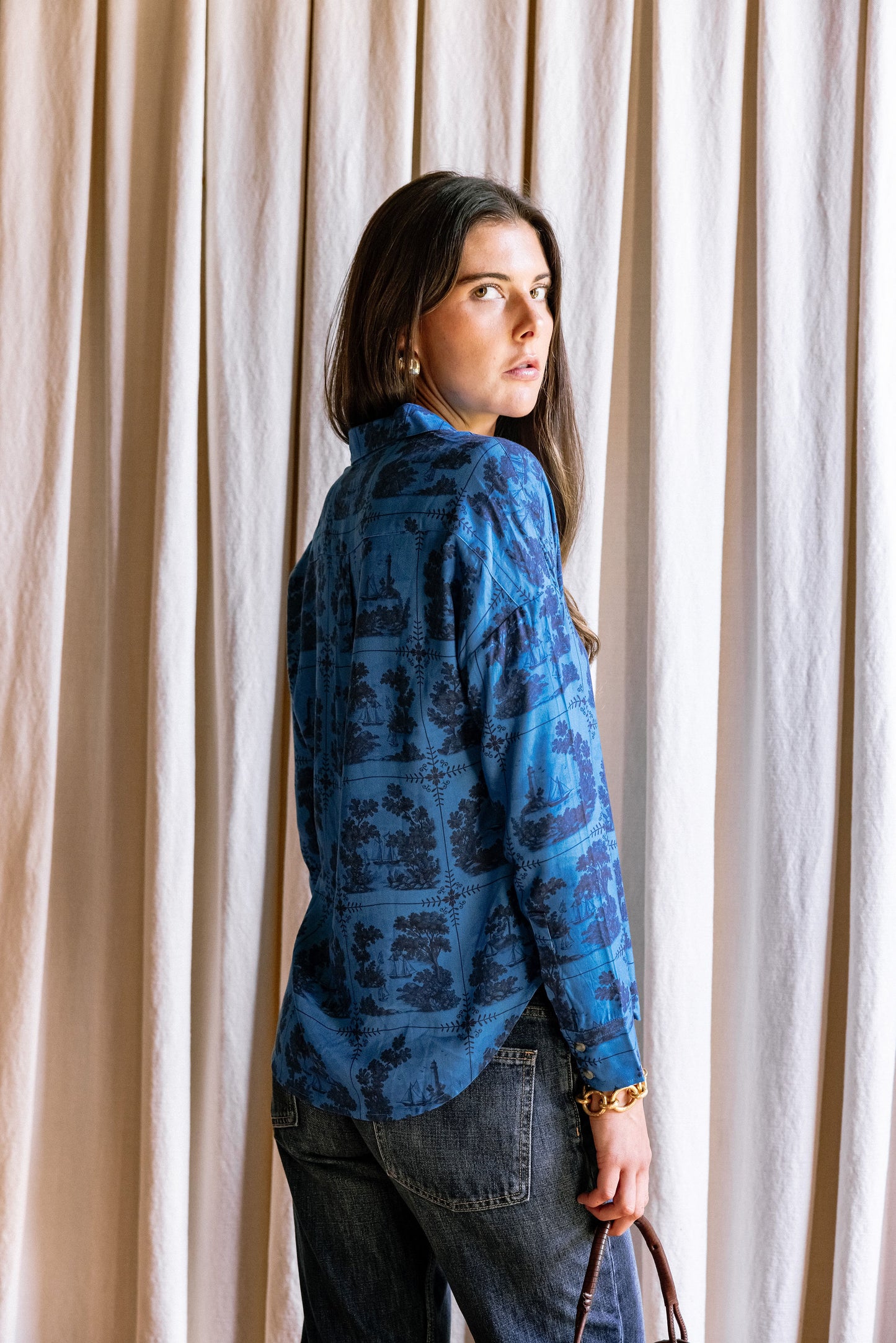 Maeve Buttondown Shirt - Dark Blue Sailor's Tile