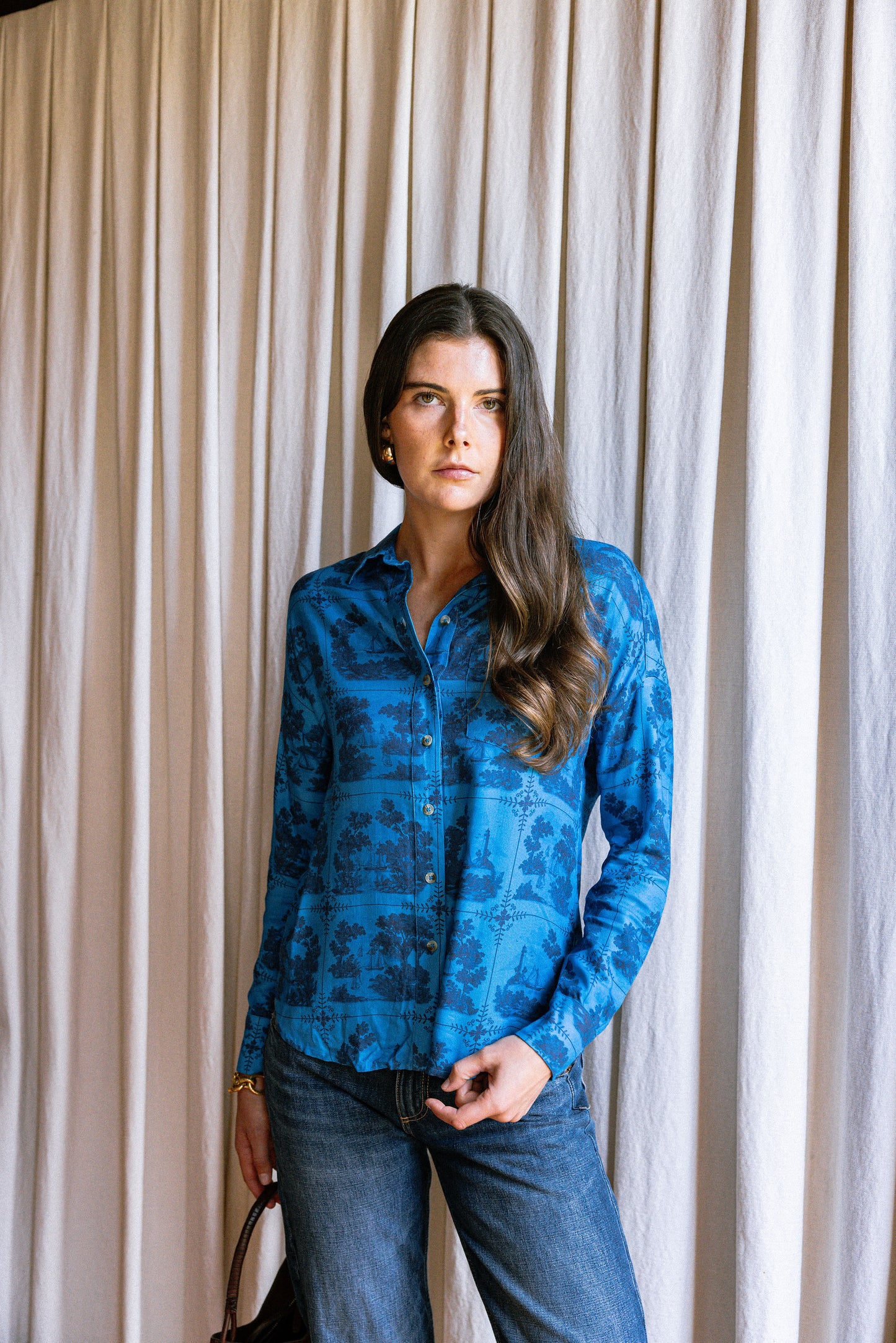 Maeve Buttondown Shirt - Dark Blue Sailor's Tile