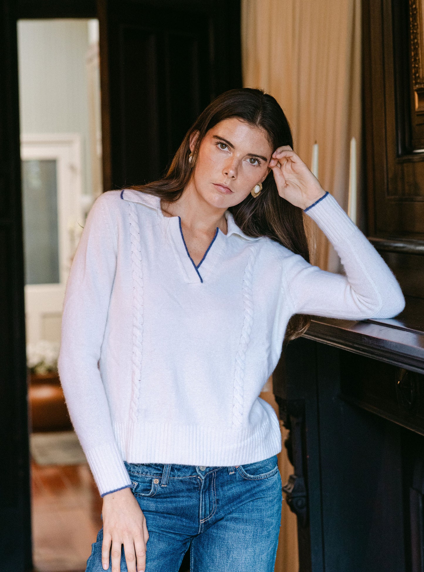 Meagan Cashmere Polo - White