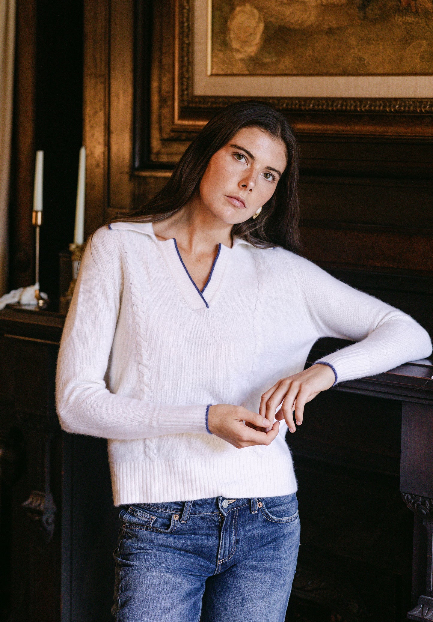 Meagan Cashmere Polo - White
