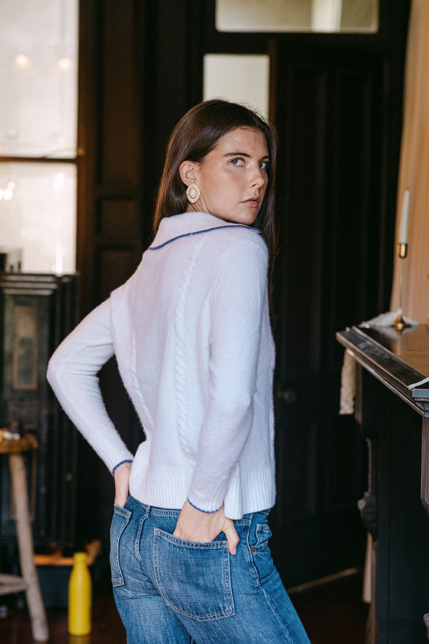 Meagan Cashmere Polo - White