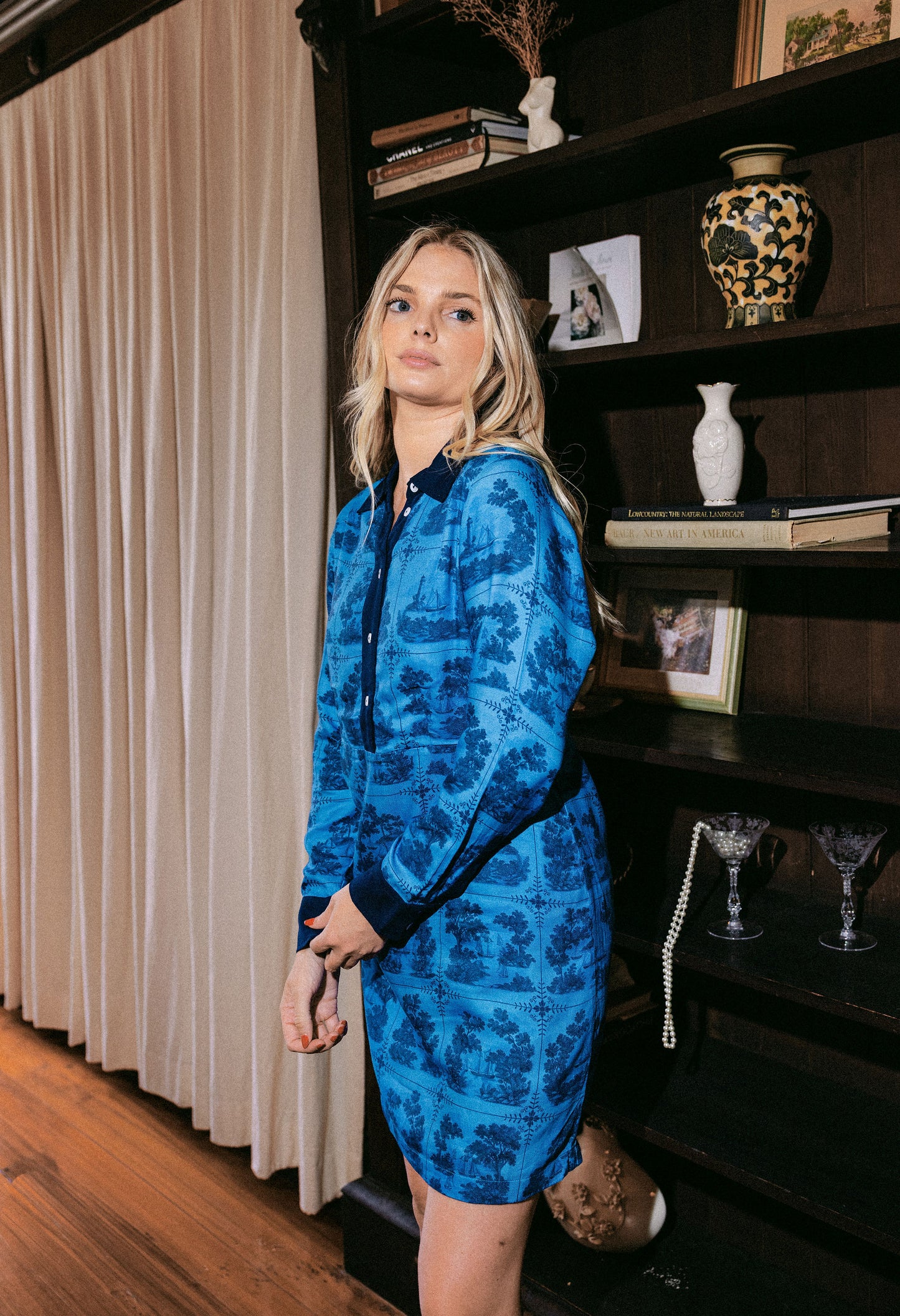 Jenny Shirt Dress - Dark Blue Sailor's Tile