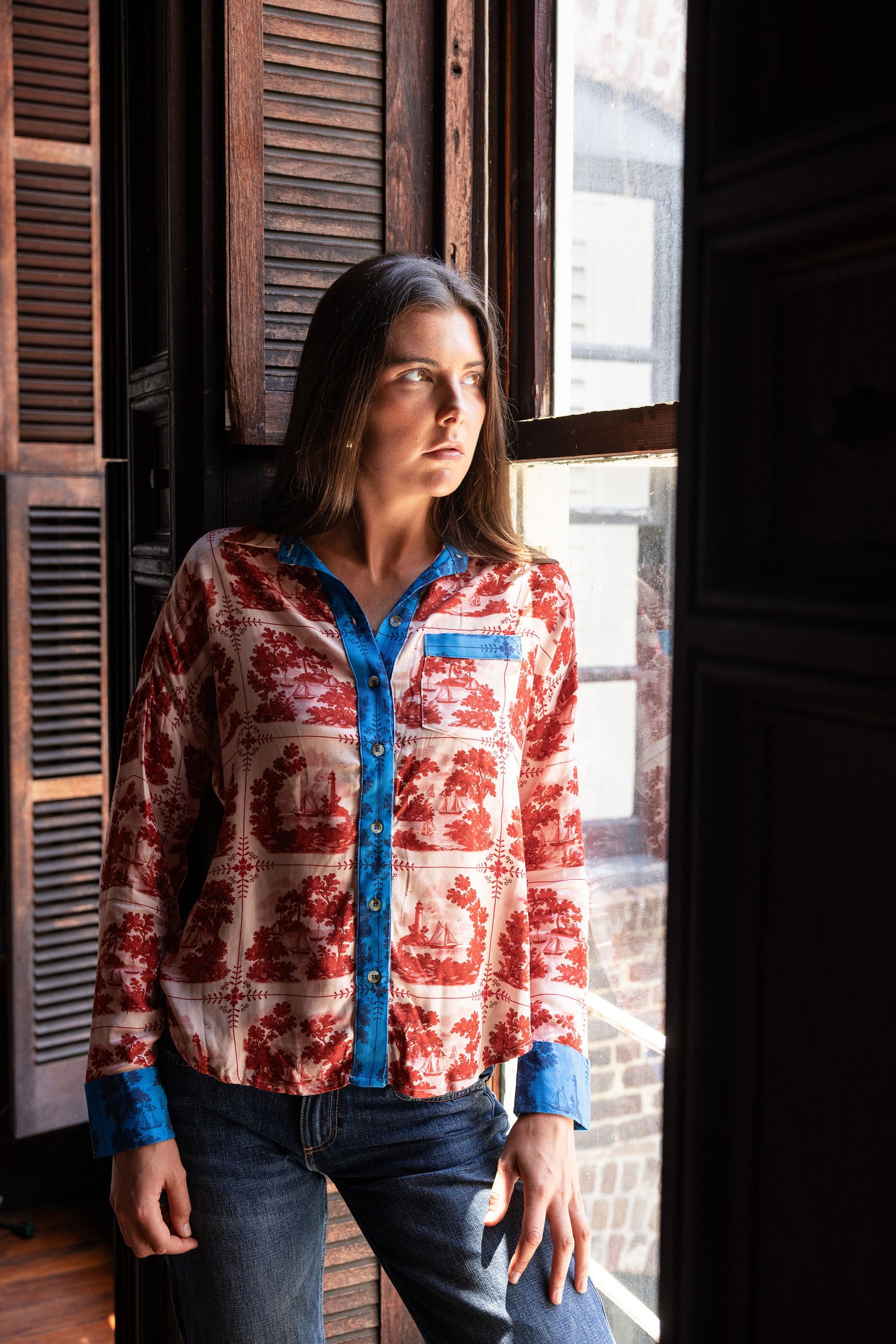 Maeve Buttondown Shirt - Red Sailor's Tile