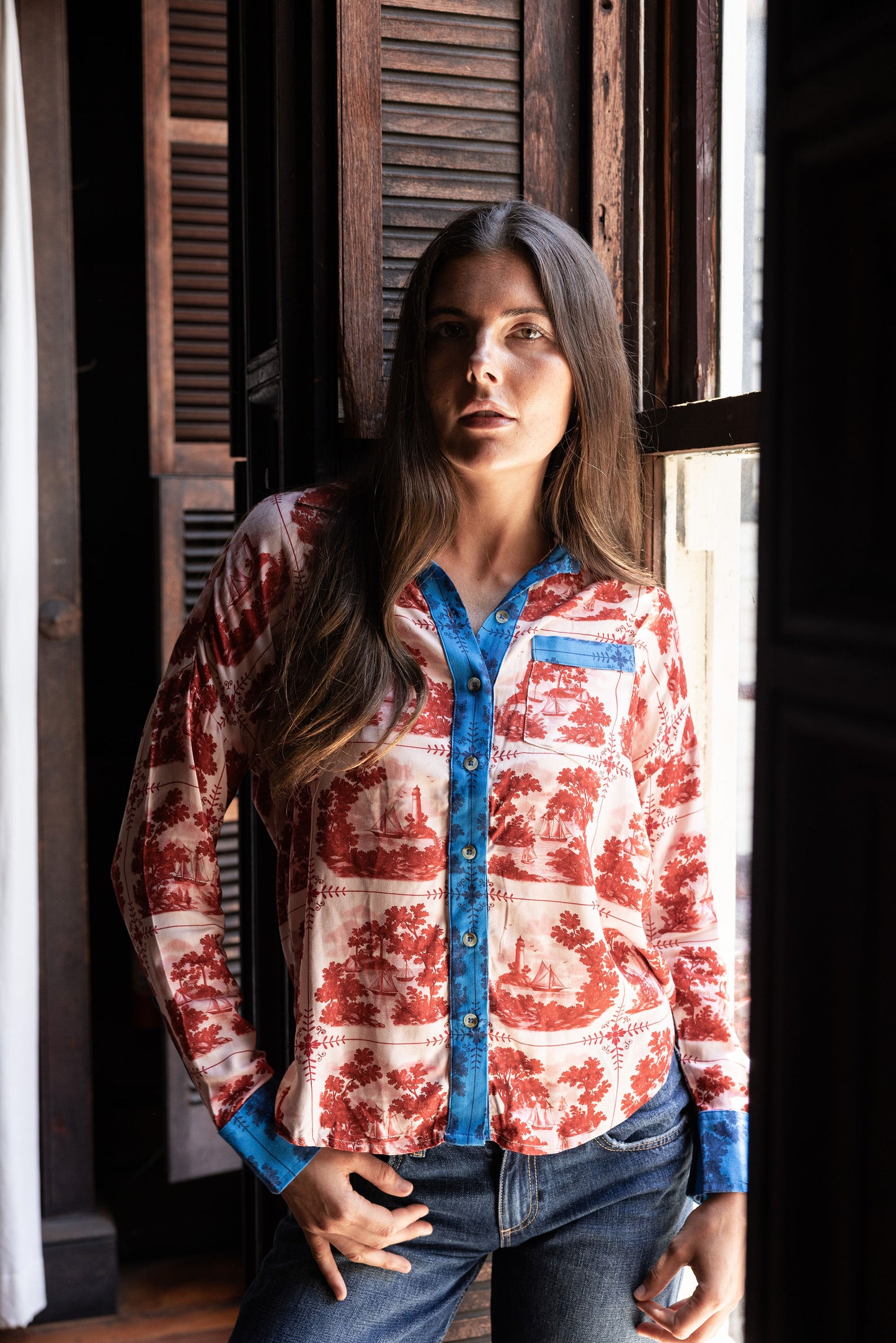 Maeve Buttondown Shirt - Red Sailor's Tile