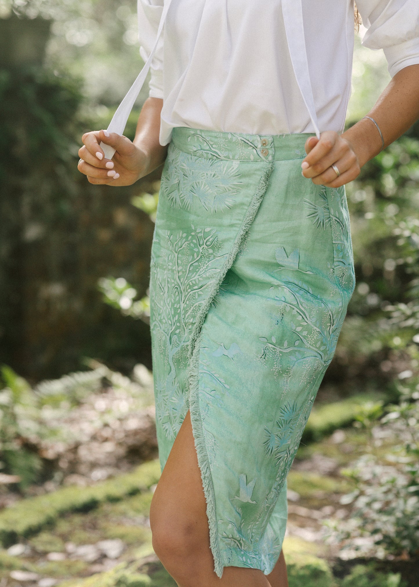Michelle Skirt - Green Lowcountry Watercolor