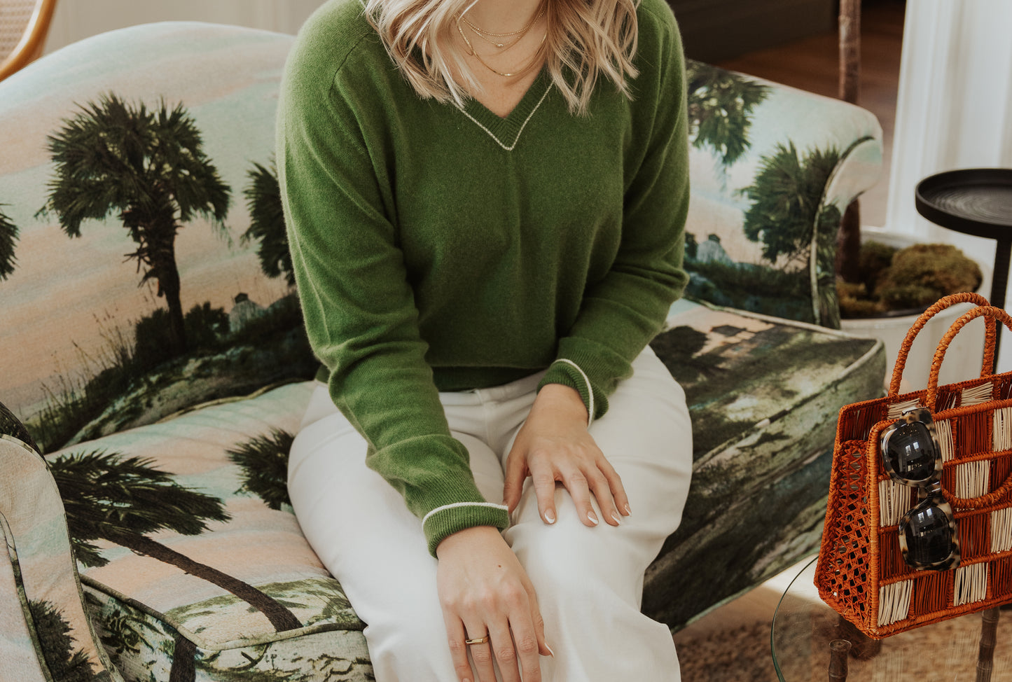 Carey Piped Cashmere Sweater