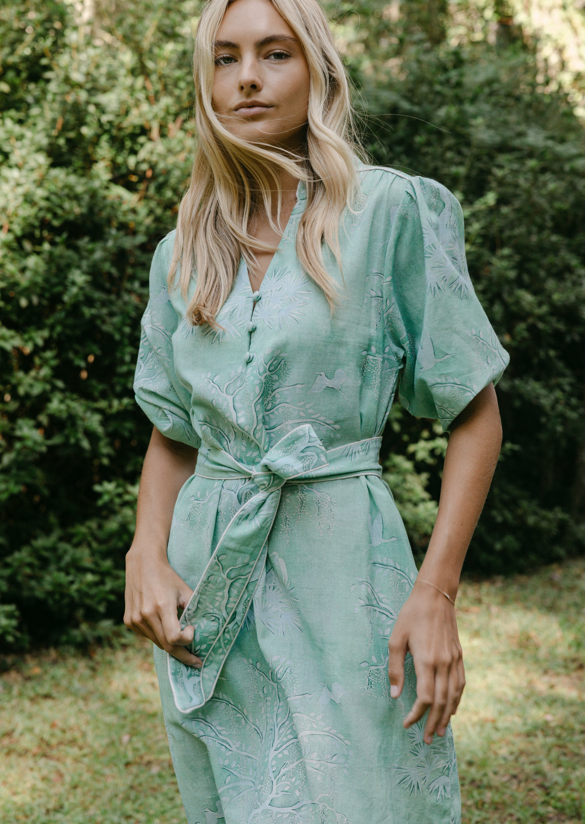 Faith Caftan - Green Lowcountry Watercolor Sarah Alexis Faith Caftan - Green Lowcountry Watercolor Sarah Alexis