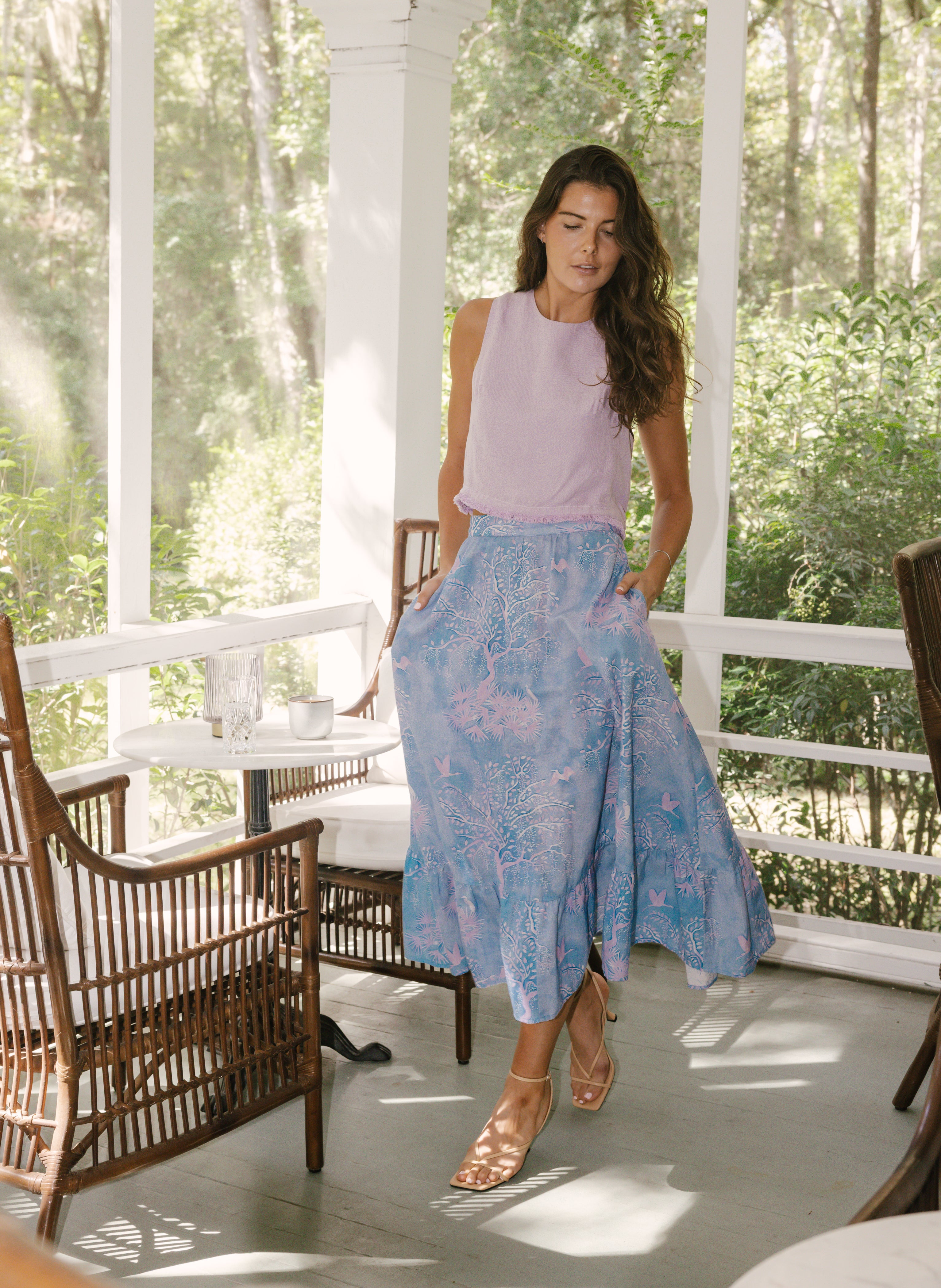 Florence Maxi Skirt - Purple Lowcountry Watercolor – Sarah Alexis