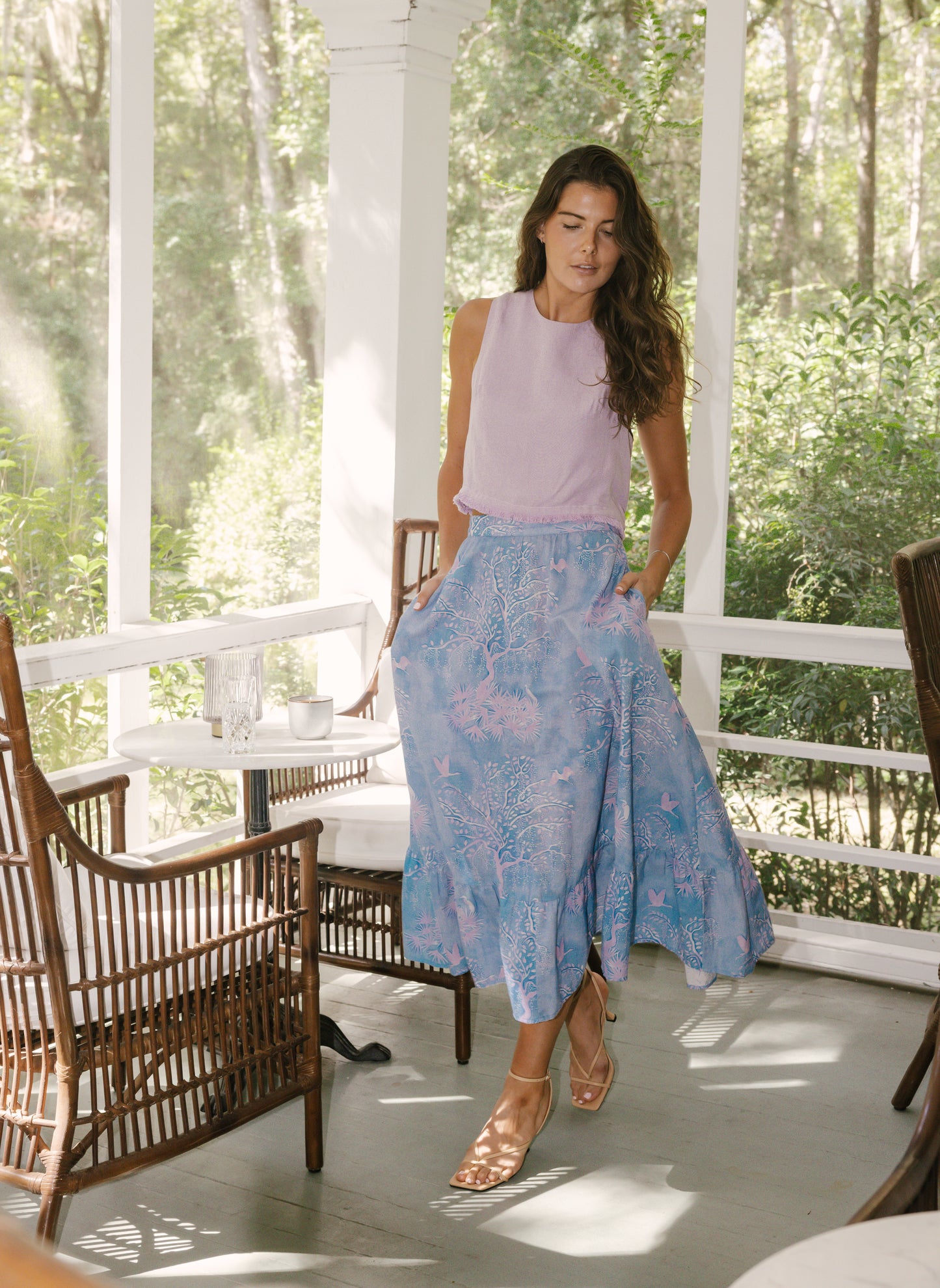 Florence Maxi Skirt - Purple Lowcountry Watercolor