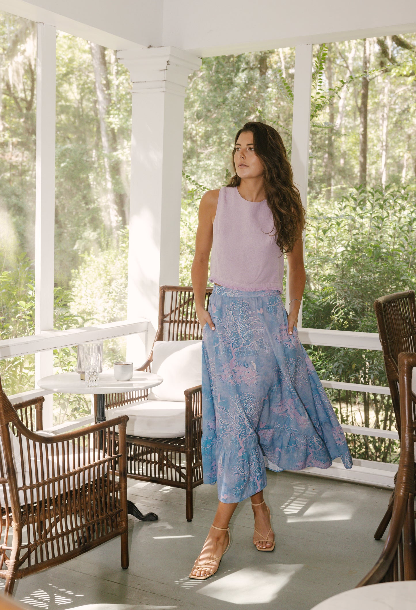 Florence Maxi Skirt - Purple Lowcountry Watercolor